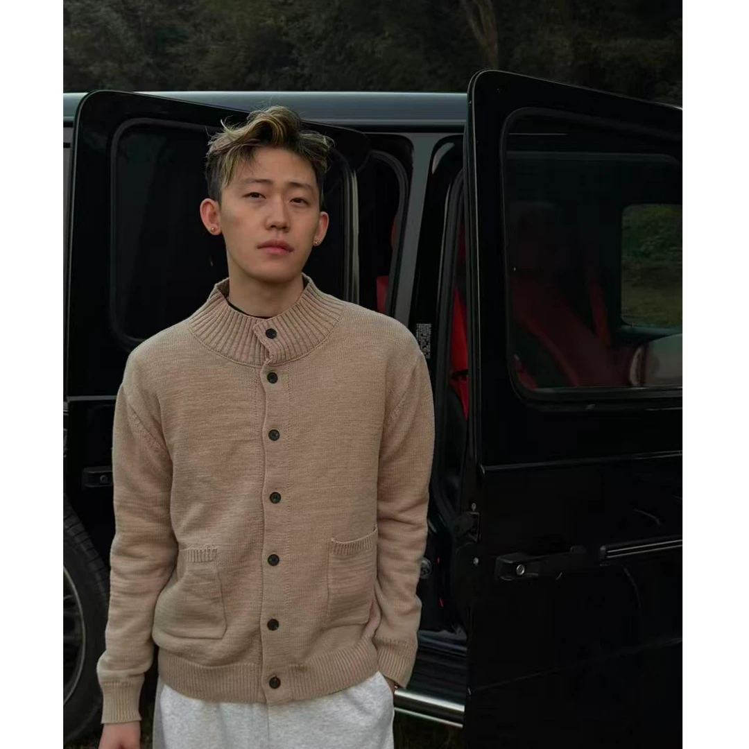 SOSTINE「 意式老钱 开衫毛衣」600G极简高领纽扣针织衫男长袖上衣