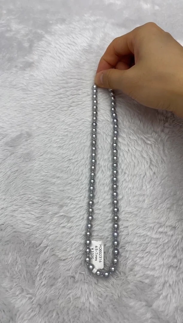项链银S925镶嵌海水珍珠AK真多麻6.5-7mm