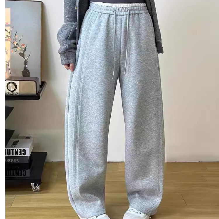 【大婷】阔腿裤女2025春季新款宽松垂感显瘦弯刀裤松紧腰休闲裤5833