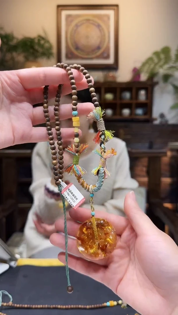 琥珀（花珀）颈饰未镶嵌项链