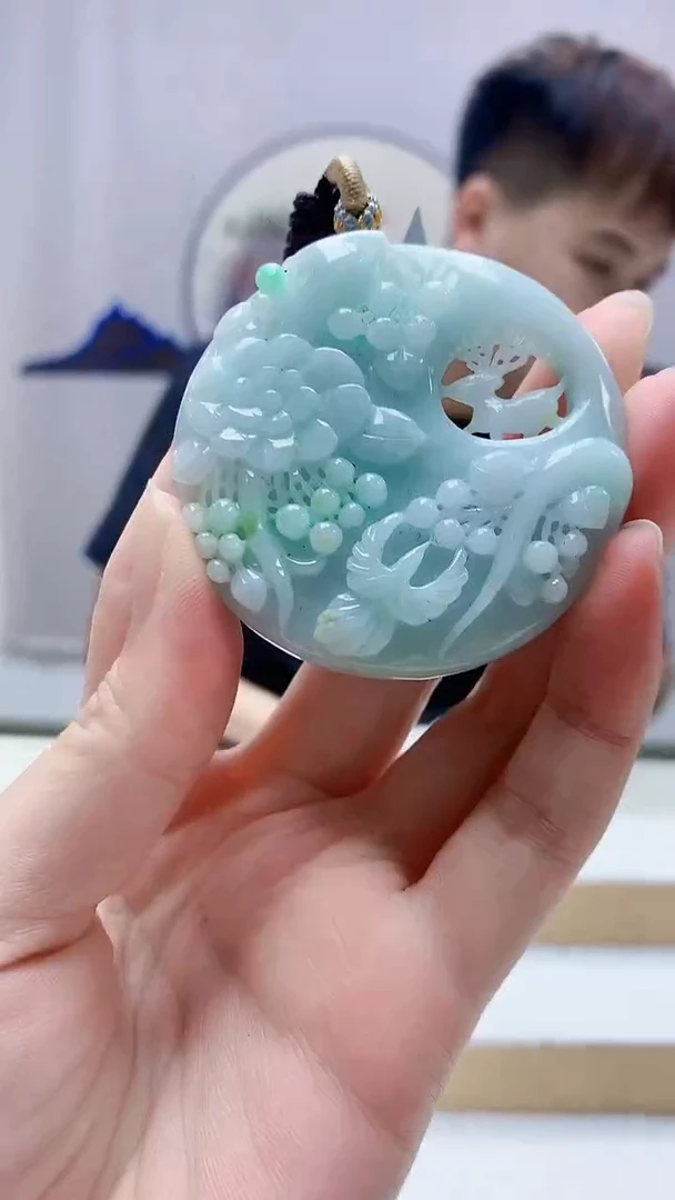 未镶嵌定制翡翠4868zm-毛货挂件鹿牌58
