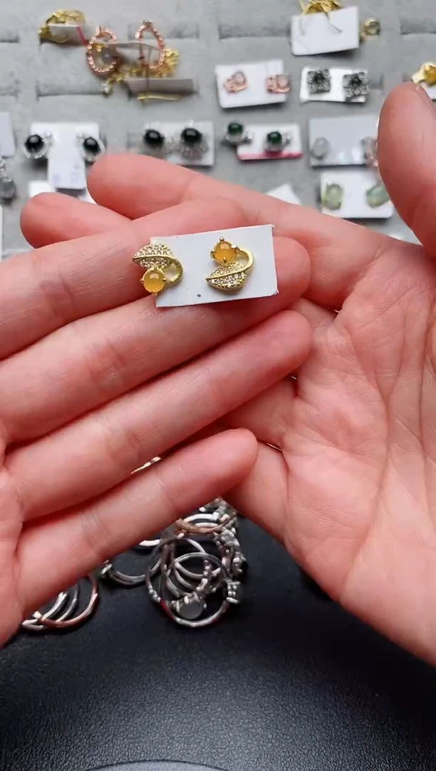 【闪购商品】翡翠耳饰银S925镶嵌天然翡翠222   2+