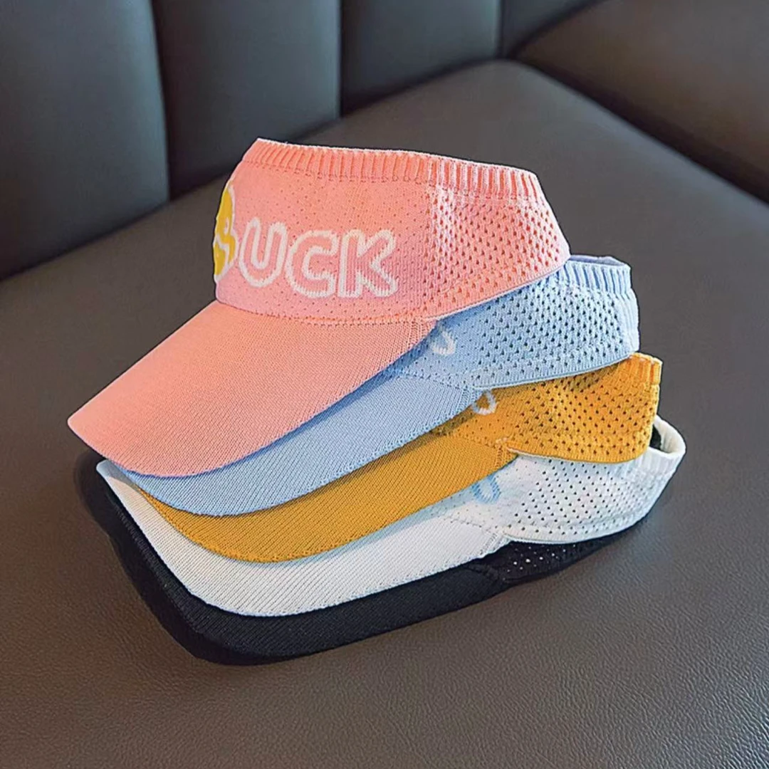 儿童防晒帽男童女童空顶遮阳帽遮脸中大童太阳帽大帽檐飞织休闲帽