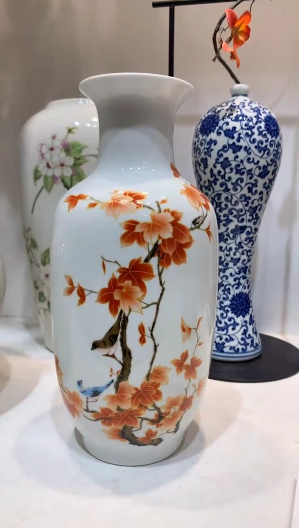 摆件WN问泥景德镇陶瓷花瓶摆件