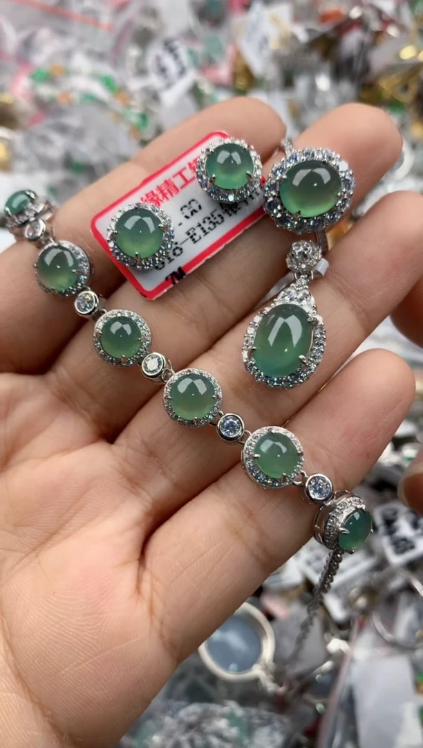 银S925镶嵌戒指翡翠3333----5