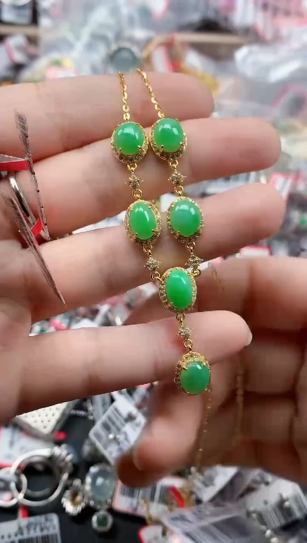 银S925镶嵌戒指翡翠天然A货缅甸翡翠