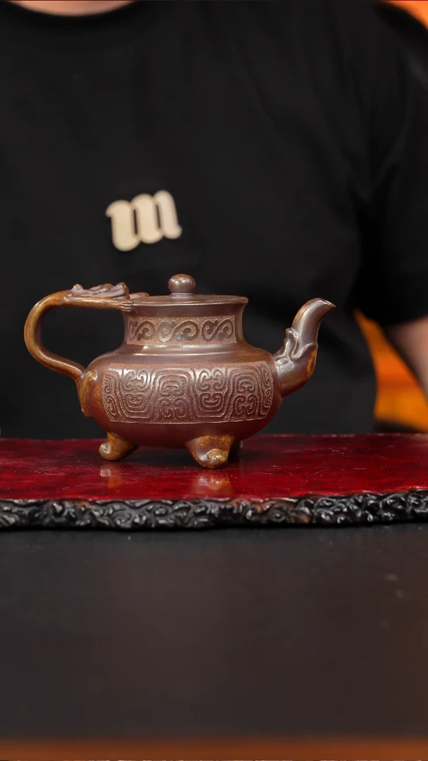 茶壶紫砂08 三足鼎,YLP,龙骨金砂,/////