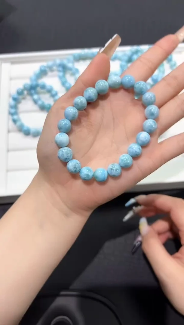 针钠钙石（海纹石）未镶嵌手串12b多样性发其一【1条】默认微瑕