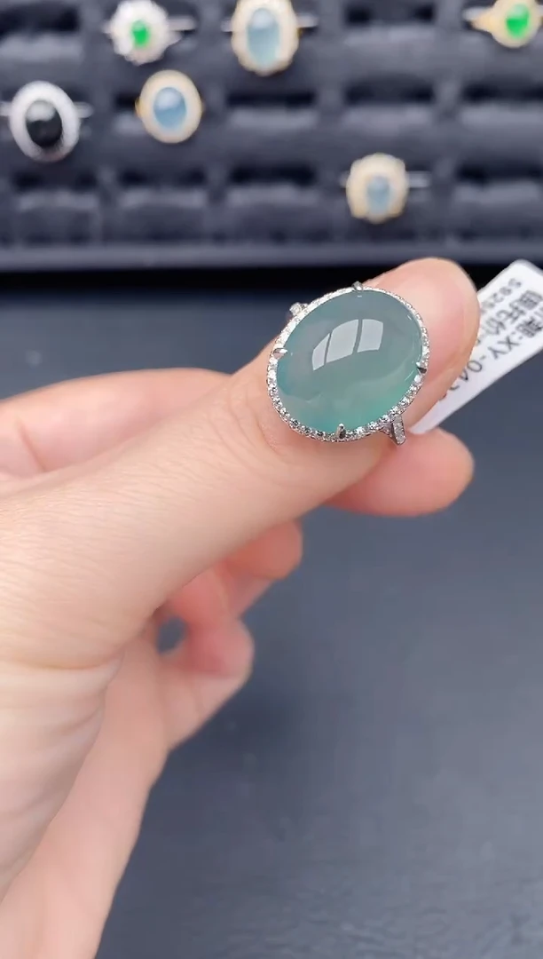 银S925镶嵌戒指翡翠天然a货翡翠137