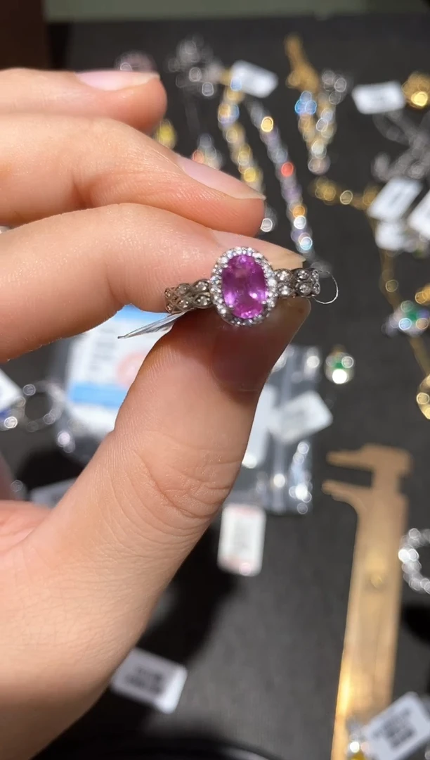 戒指蓝宝石银S925镶嵌戒指