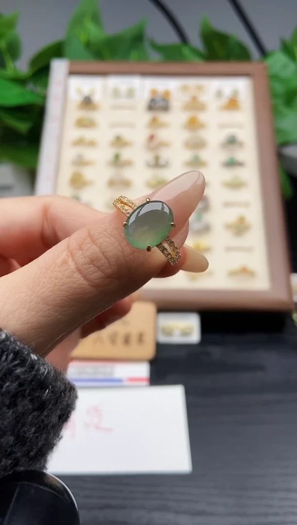 银S925镶嵌戒指翡翠12