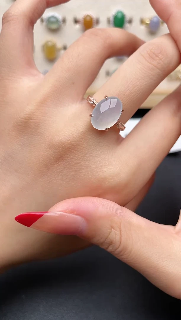 【闪购商品】翡翠戒指银S925镶嵌一物一证一礼盒