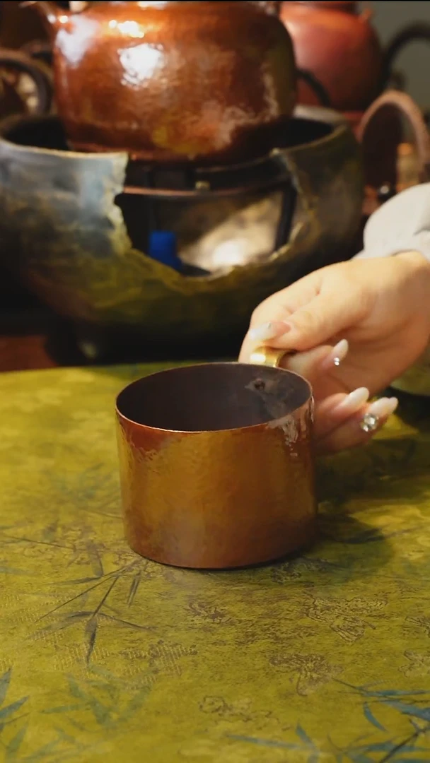 纯紫铜端把咖啡杯