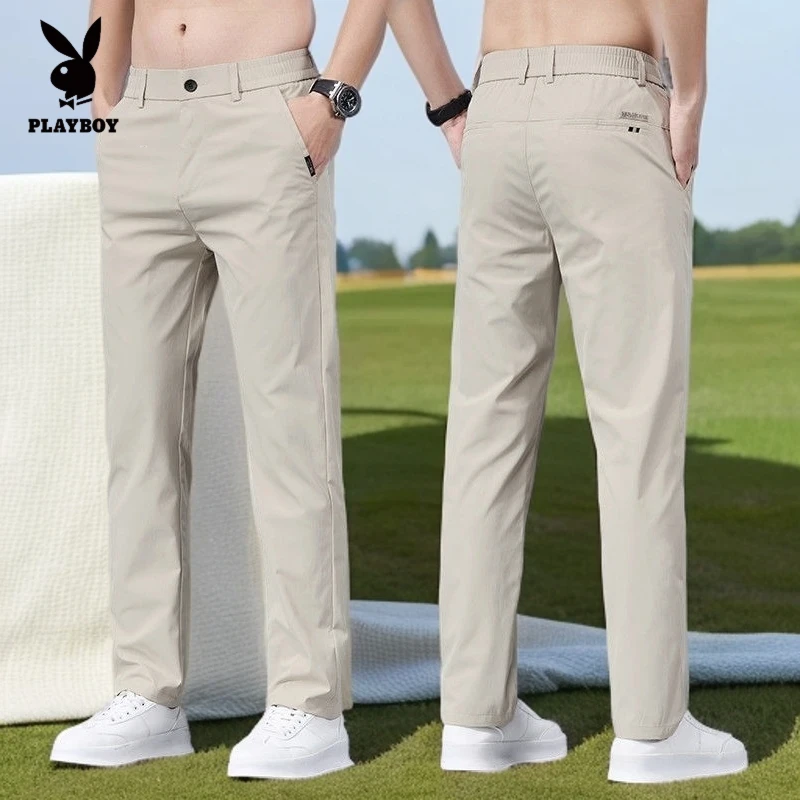 花花公子男士直筒商务薄款休闲裤韩版弹力修身透气吸汗百搭宽松
