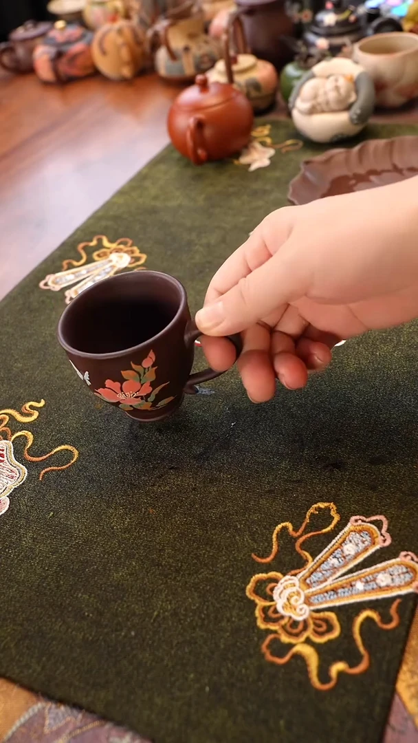 茶壶紫砂紫泥把手杯