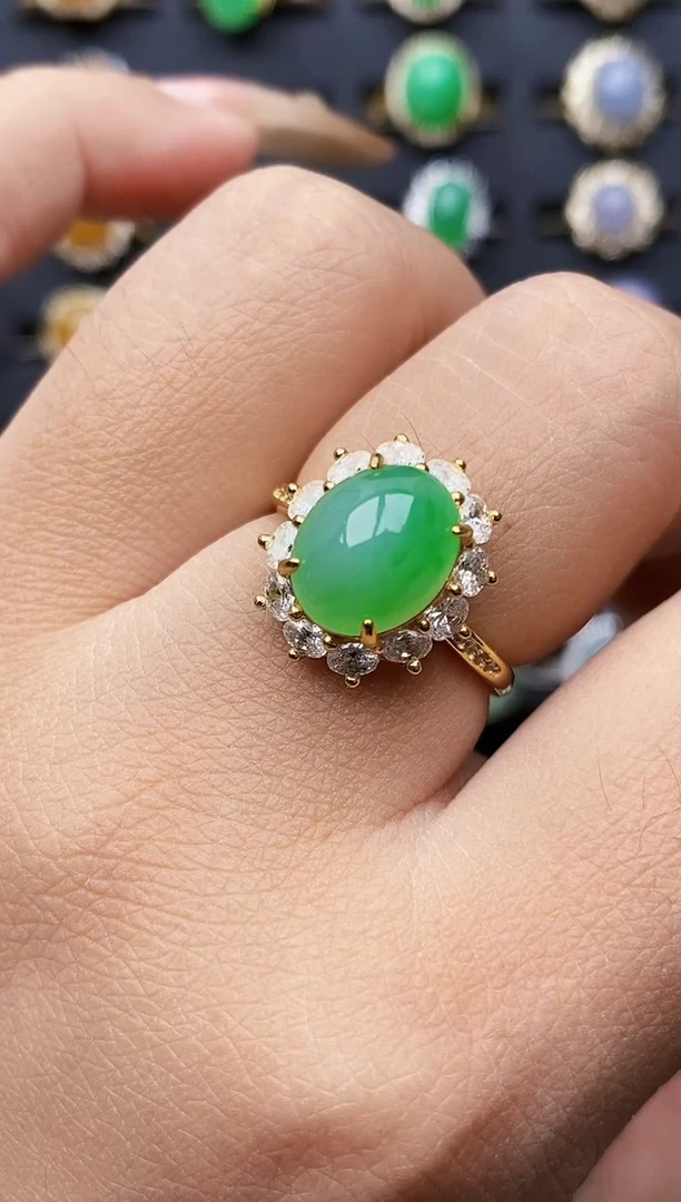 银S925镶嵌戒指翡翠3415