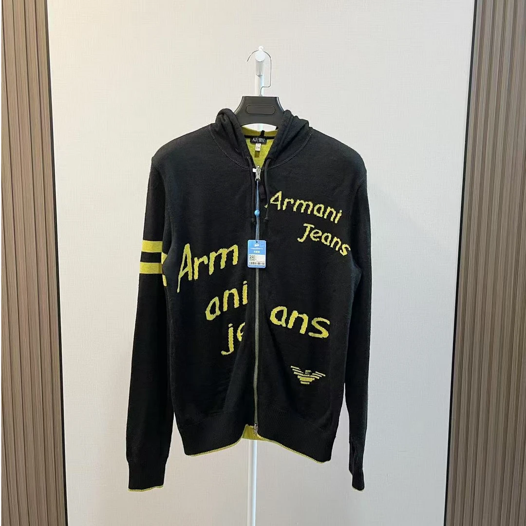 95新 GIORGIO ARMANI/阿玛尼 /羊毛混纺双面穿拉链毛衣外套/尺码M