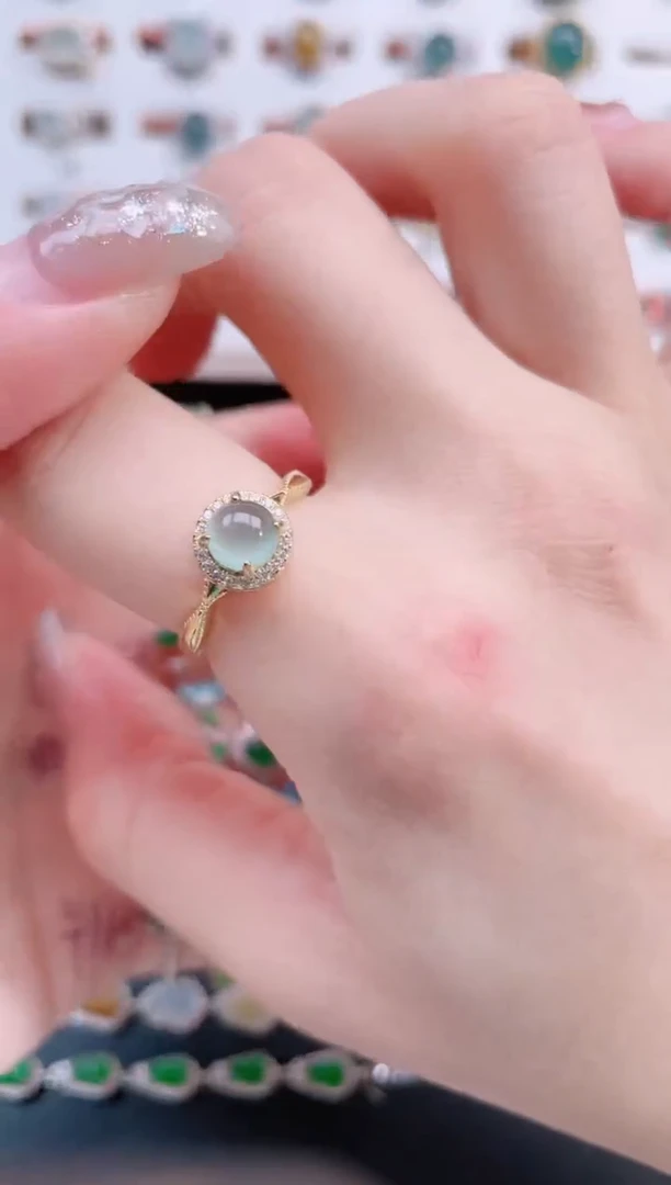 银S925镶嵌戒指翡翠天然翡翠