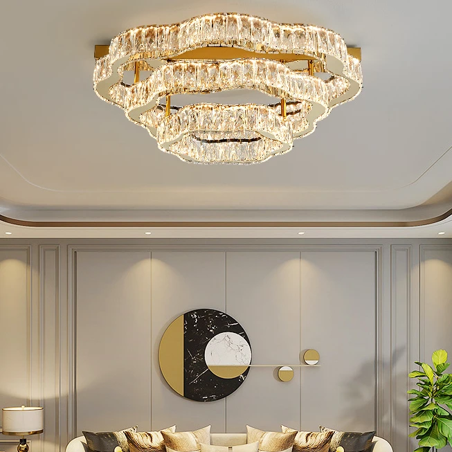 水晶客厅灯现代简约大气2024新款轻奢吸顶灯法式主卧室房间灯具