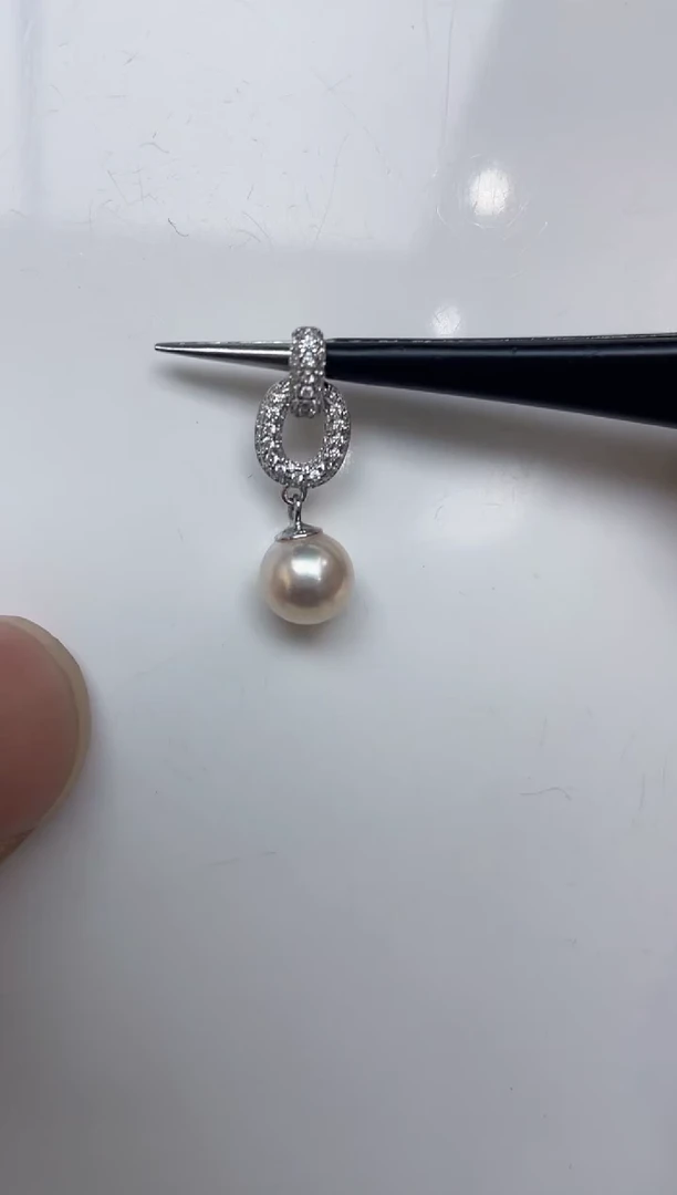 海水珍珠银S925镶嵌吊坠(不含链)珍珠吊坠