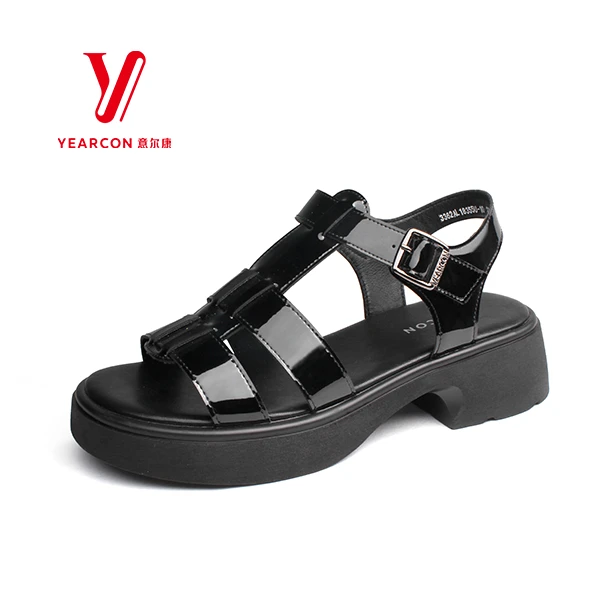 意尔康女鞋凉鞋编织设计沙滩鞋镂空厚底时尚休闲百搭夏季18355U