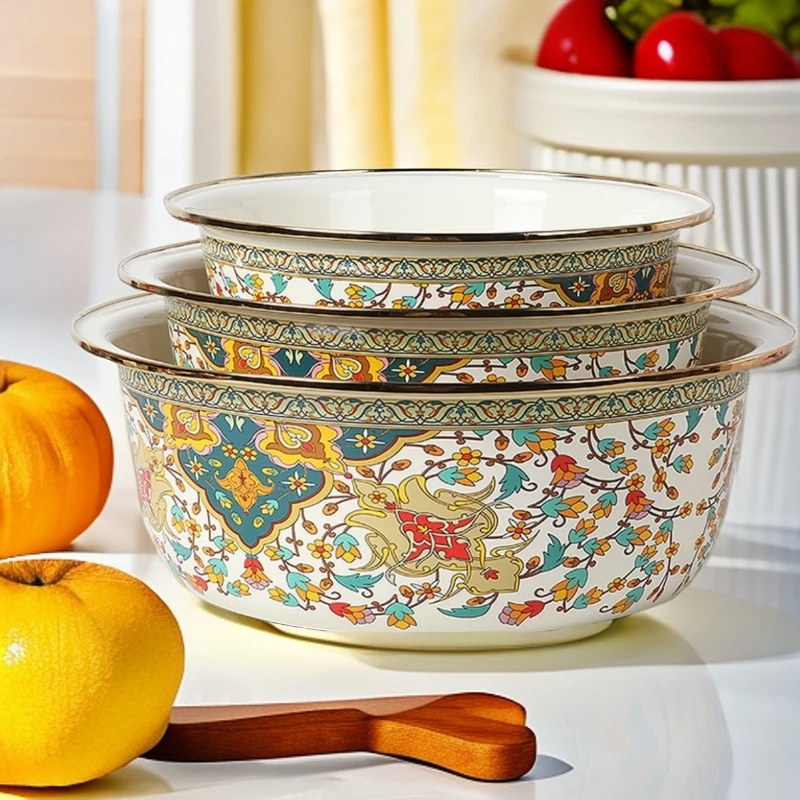 创意风防滑家用防漏和面盆田园元素盆沥水防锈复古风