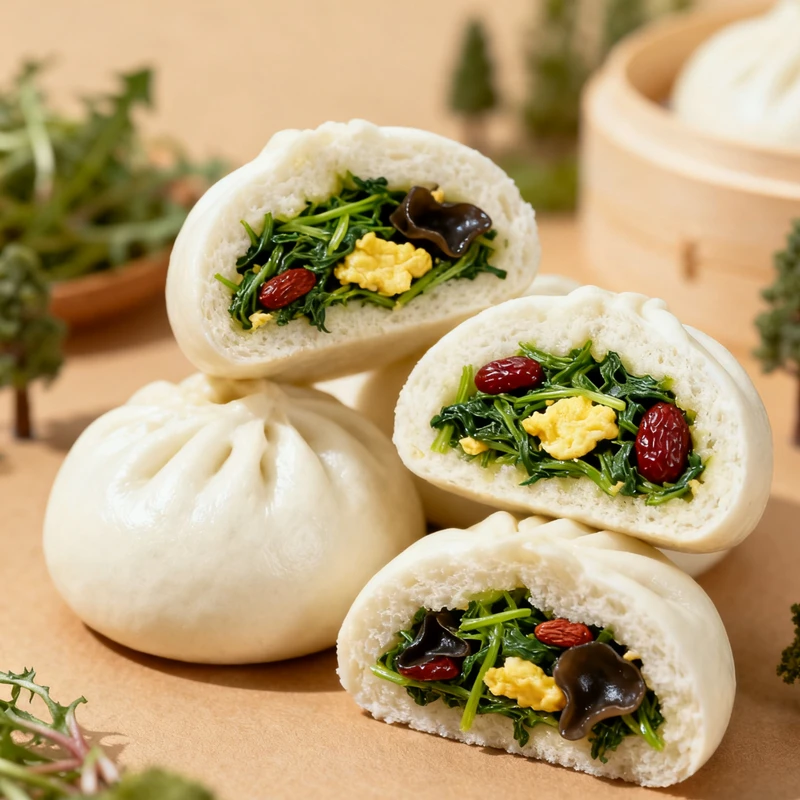 芸萱志成老面小笼包手工包早餐半成品方便速食加热即食蒲公英口味