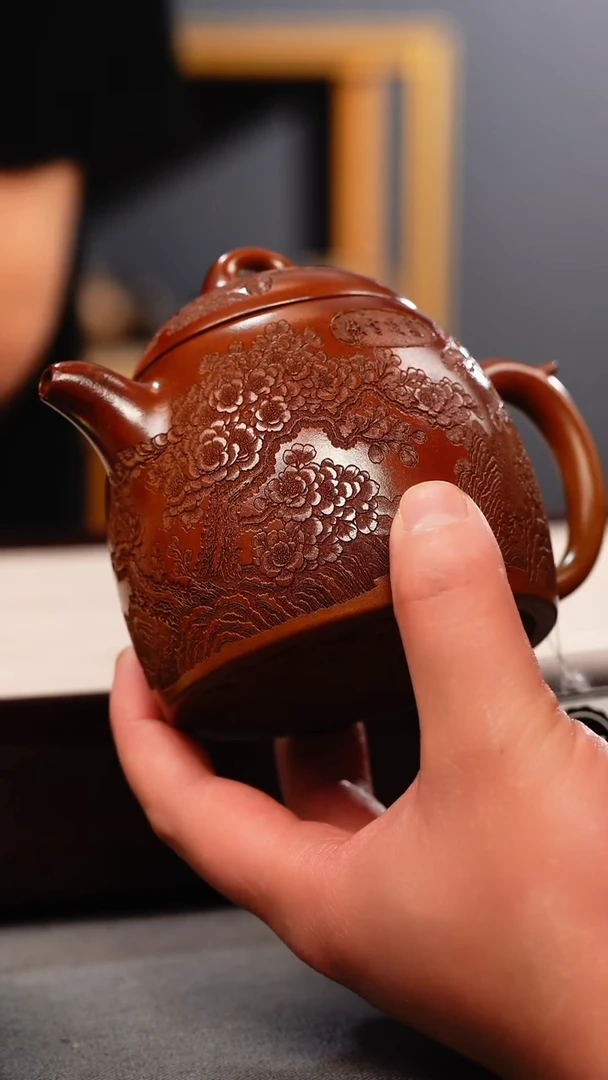 茶壶紫砂火云烧 秦权 岁寒三友