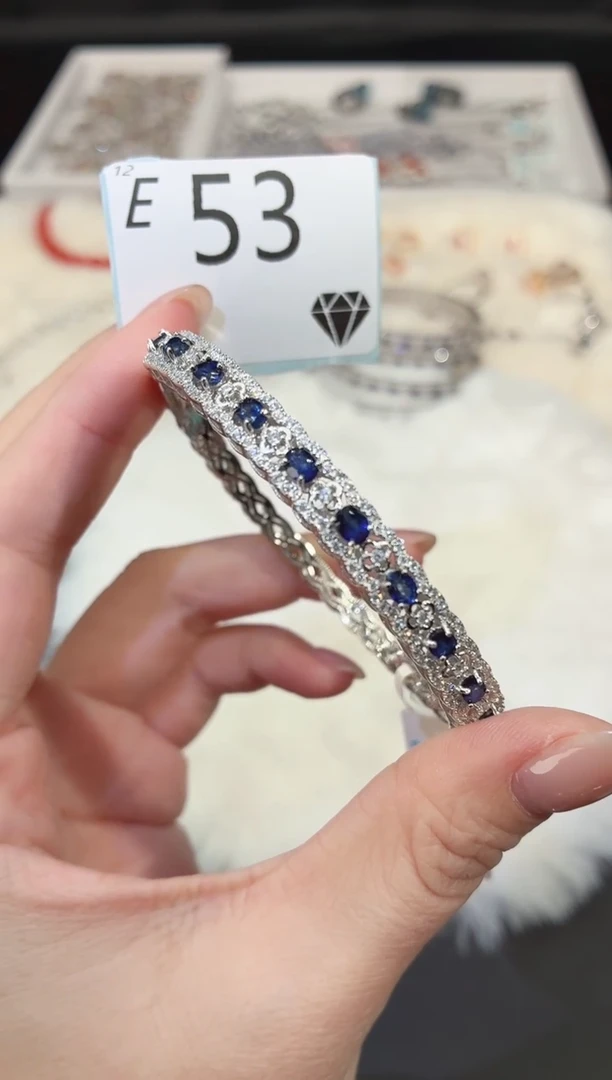 手镯蓝宝石银S925镶嵌慕*多样性发其一E53