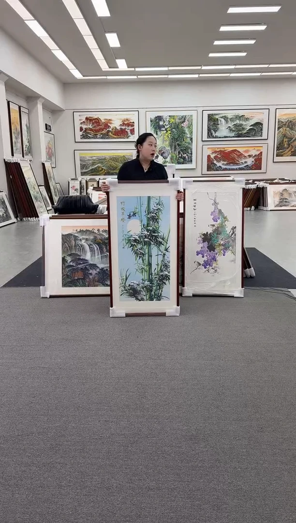 国画手绘 125*65   竹报平安