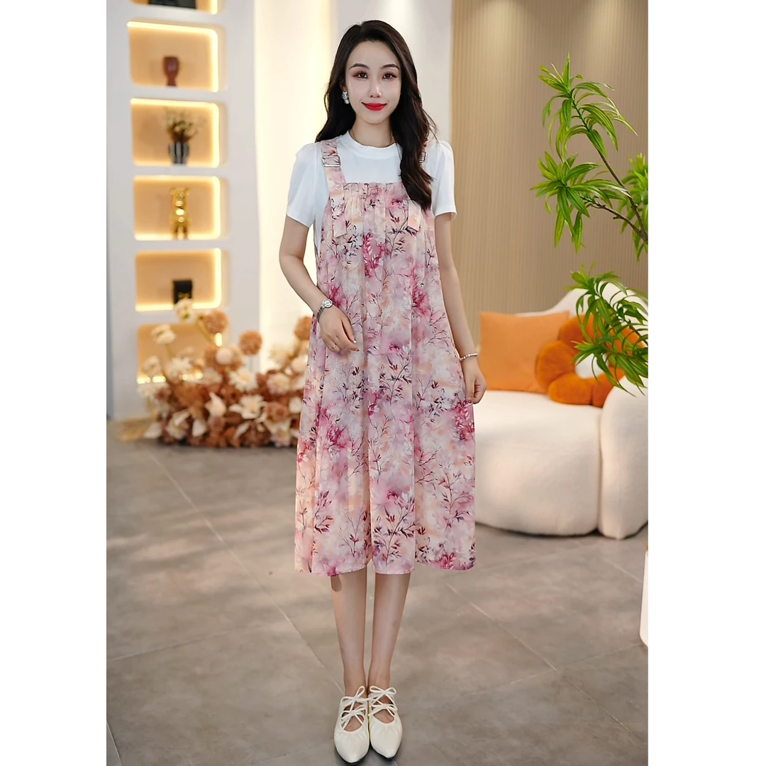 【SJYF1231】2025年夏季新款时尚优雅减龄碎花连衣裙