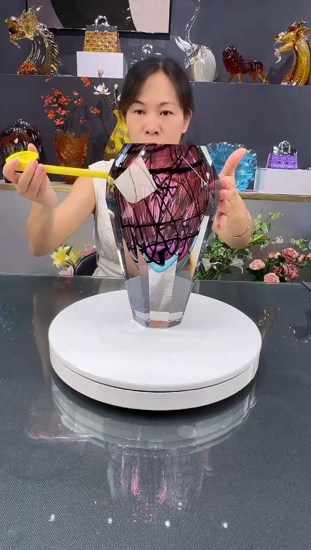 琉璃水晶琉璃花瓶1个   孤品