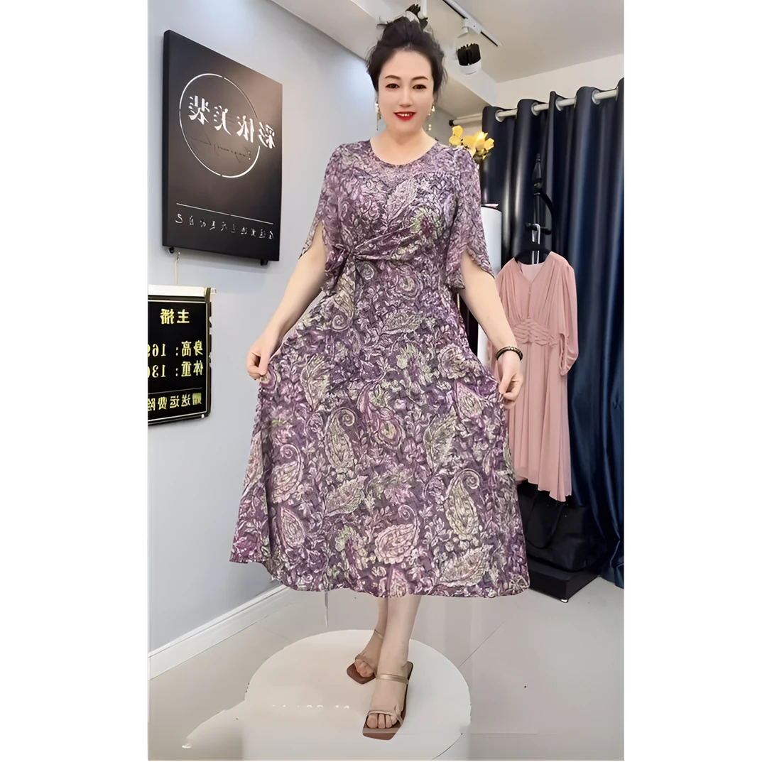 【彩依】女装连衣裙5019时尚气质洋气收腰修身显瘦中长款圆领夏季