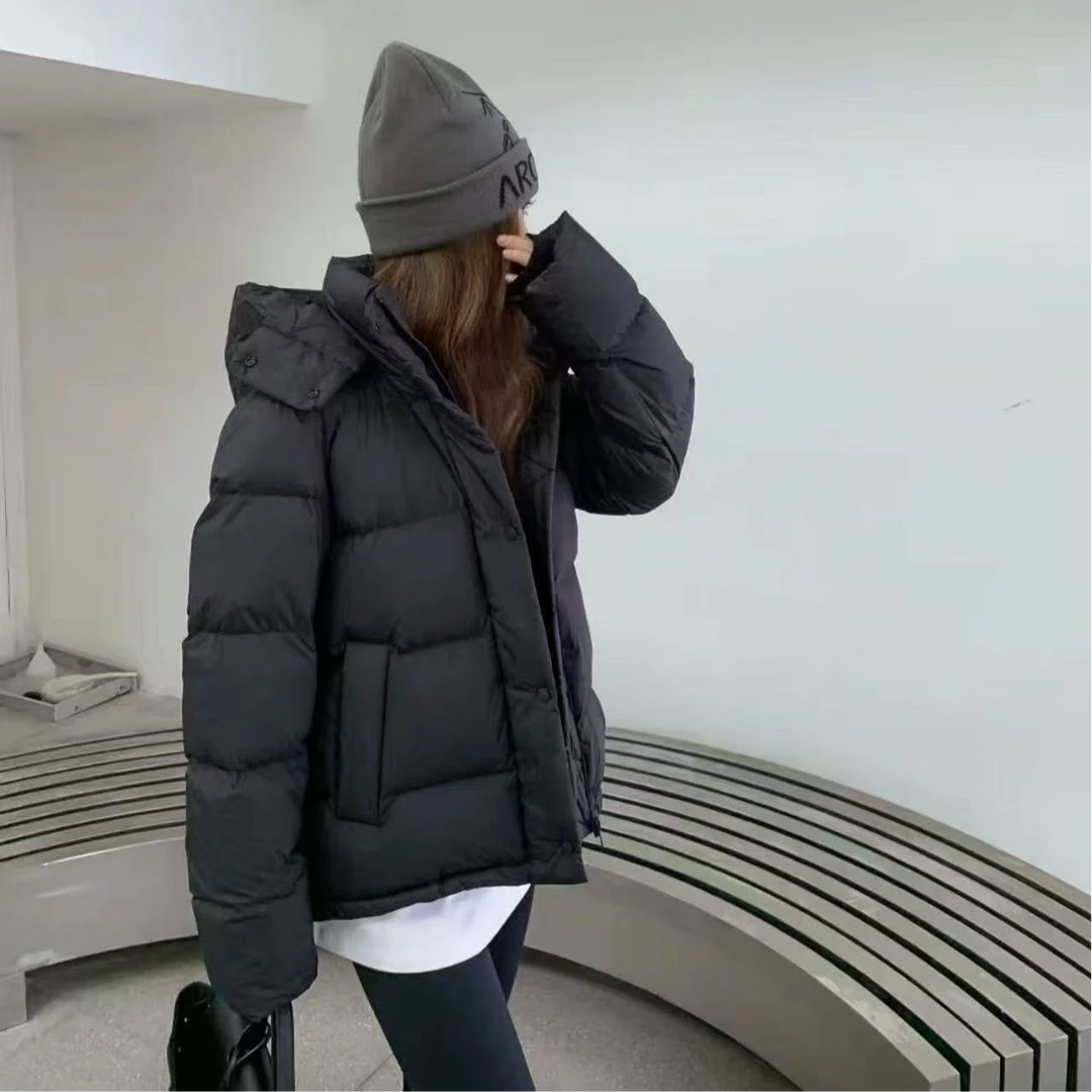 冬季女装短外套连帽常规休闲外套保暖五格抽绳时尚百搭显瘦女外套