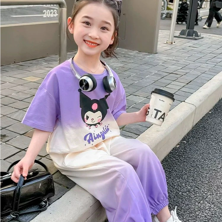 【现货清仓】女童套装新款儿童洋气速干短袖休闲裤子宝宝网红两件套