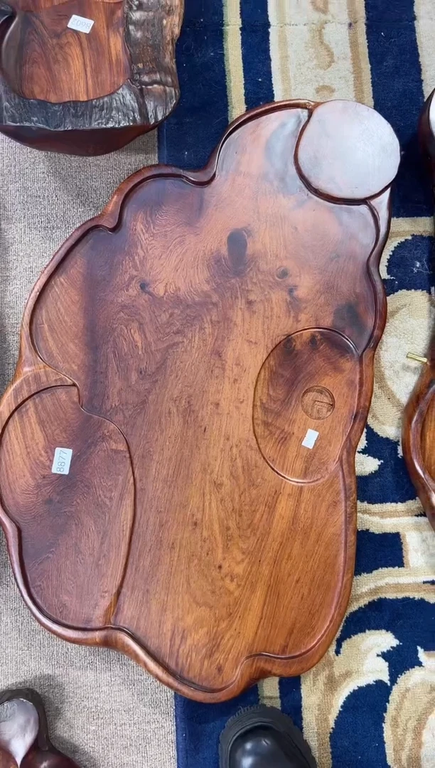 【闪购商品】大果紫檀（缅甸花梨）茶盘8877