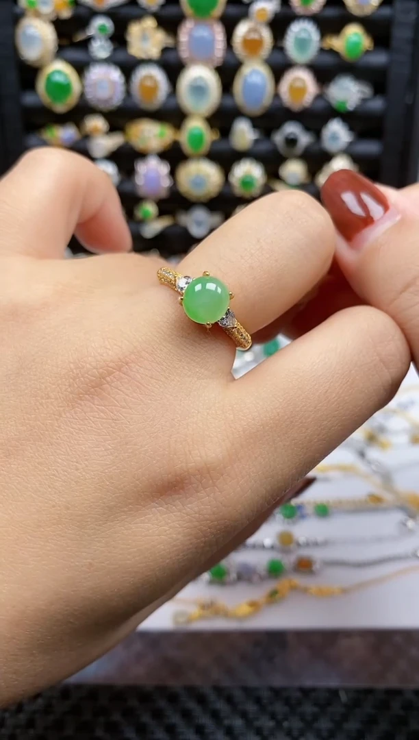 银S925镶嵌戒指翡翠180