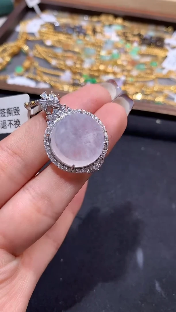 吊坠(不含链)银S925镶嵌翡翠【挽石珠宝】无事牌