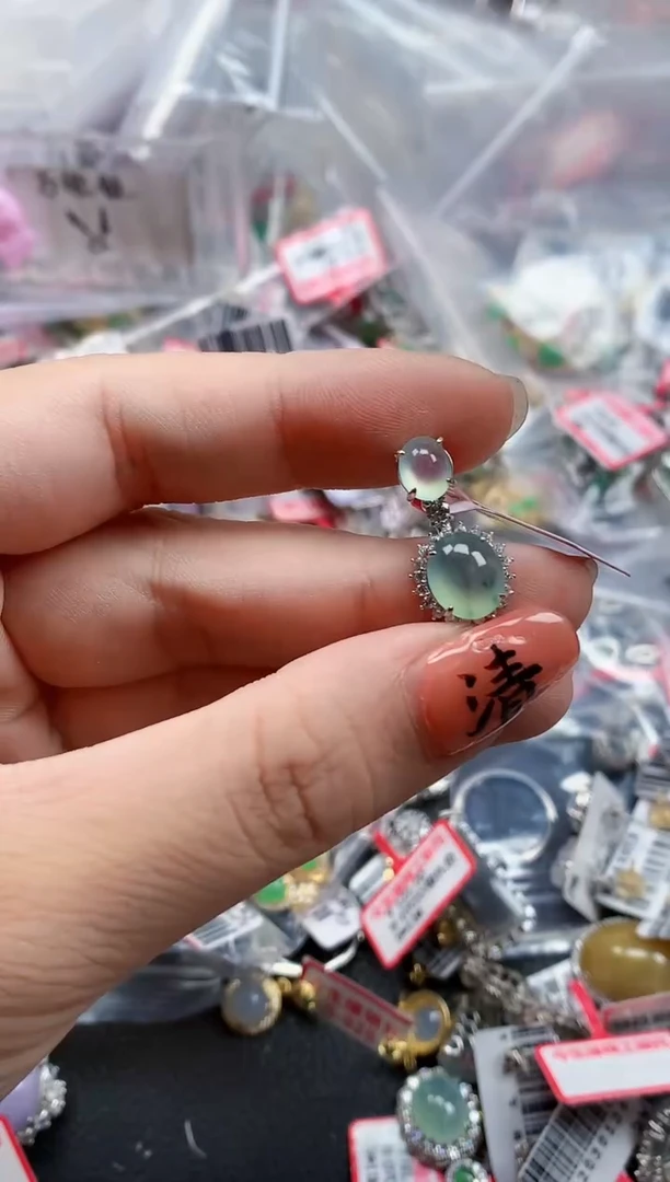 银S925镶嵌戒指翡翠天然A货缅甸翡翠