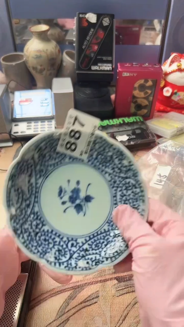 手工艺品琉璃乡*青色碎花纹造型