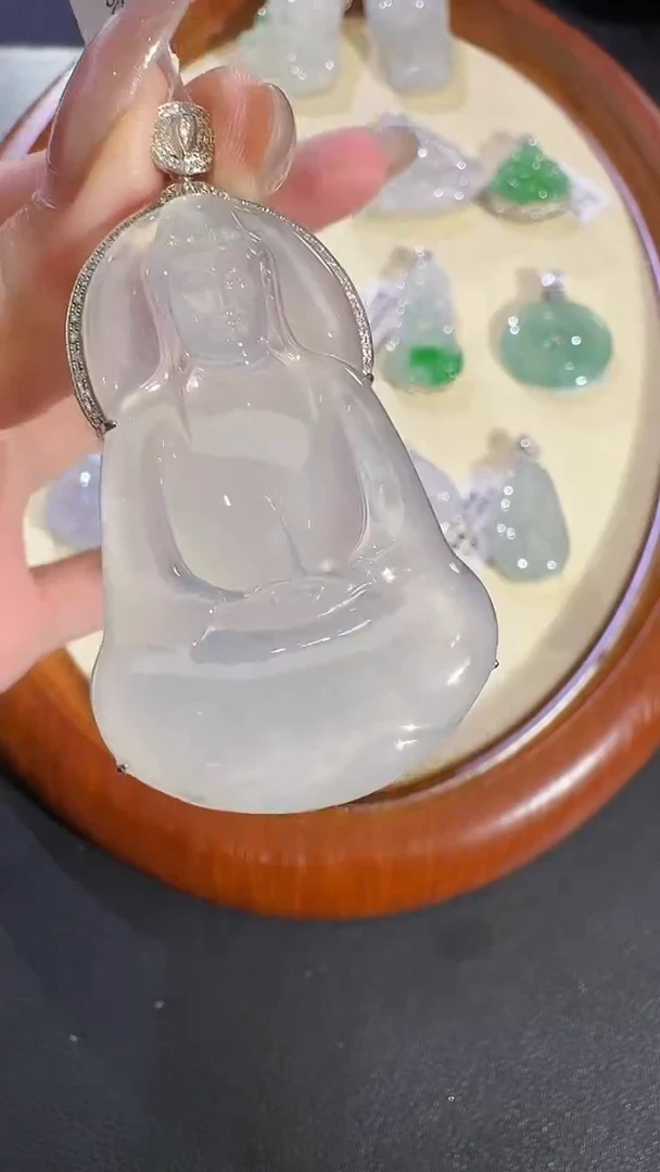 翡翠18K金镶嵌吊坠(不含链)【源头工厂】钻石镶嵌