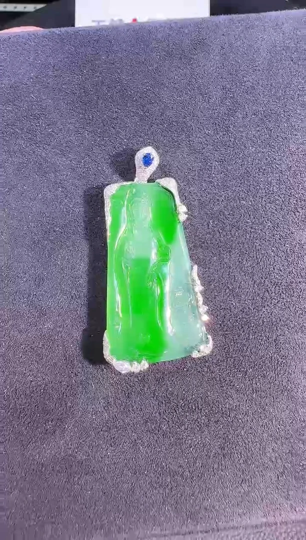 吊坠(不含链)银S925镶嵌翡翠满**️吊坠