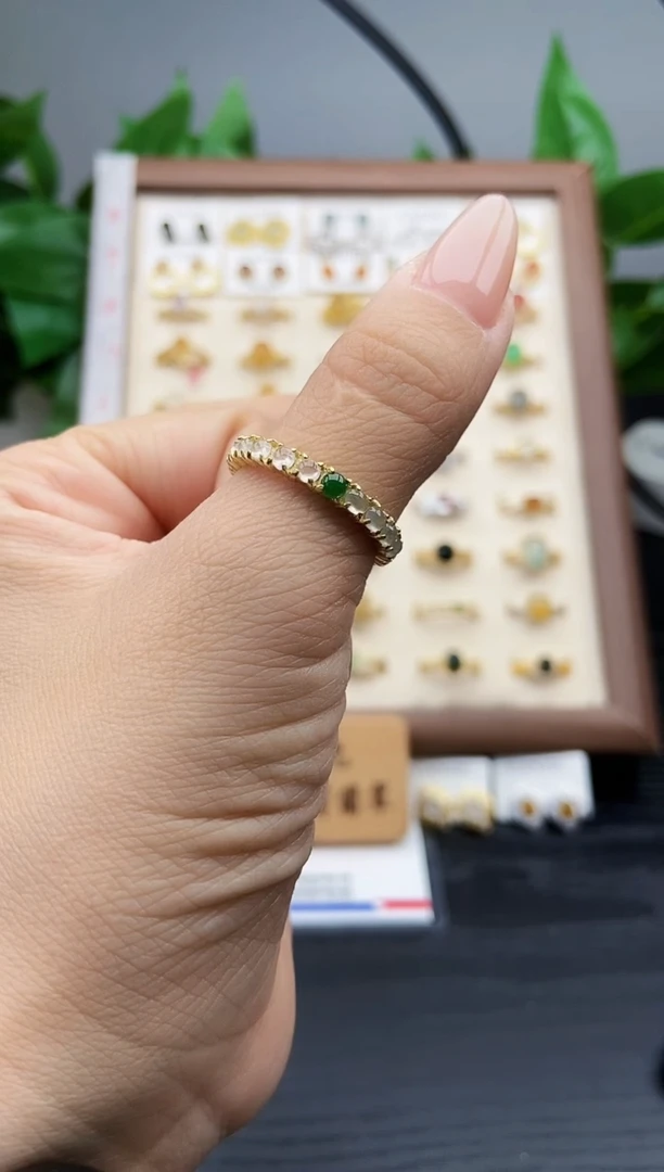 银S925镶嵌戒指翡翠依*12