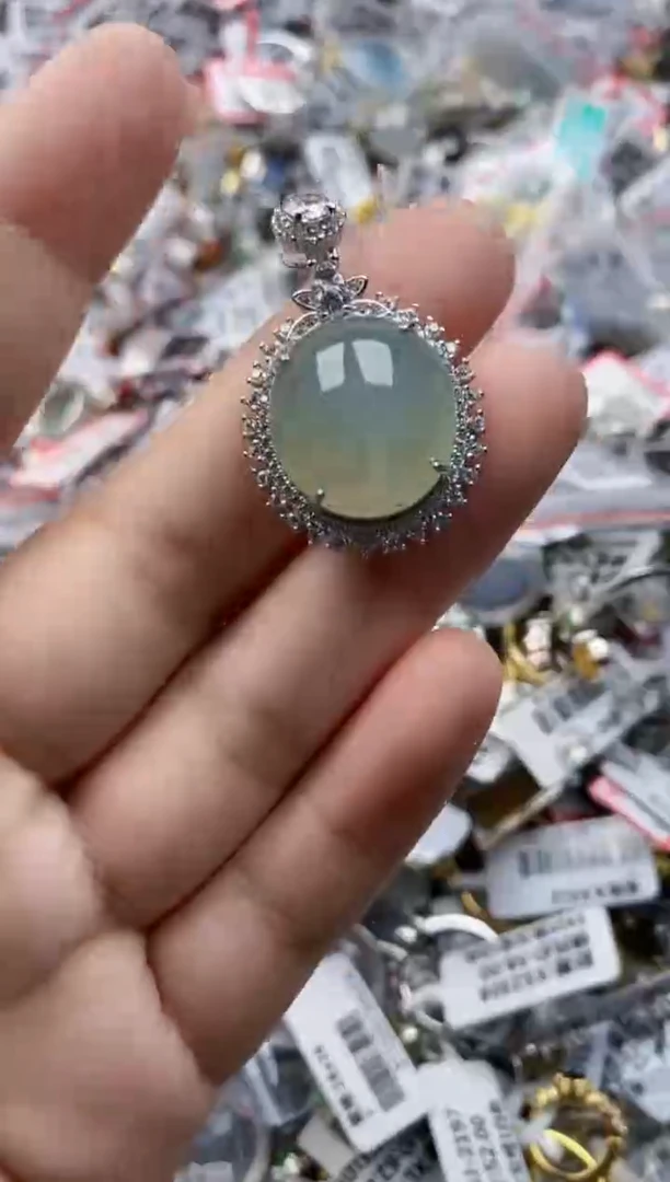 翡翠戒指银S925镶嵌555     7