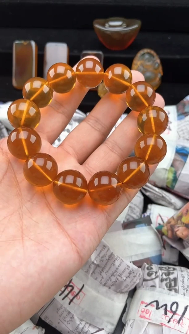 手链琥珀未镶嵌浅金棕手串