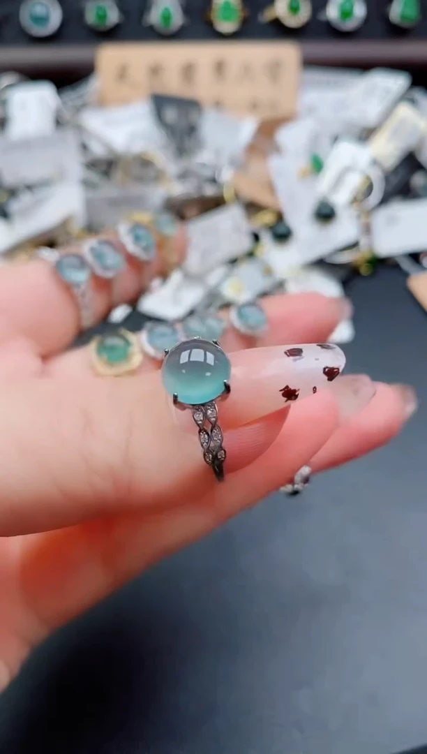 银S925镶嵌戒指翡翠1