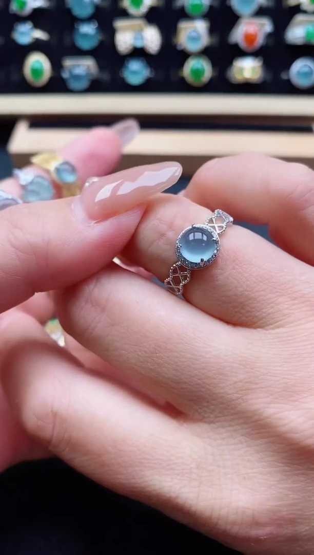 银S925镶嵌戒指翡翠1