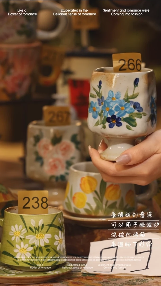陶瓷景德镇高温手绘釉下彩绘设计师款式266