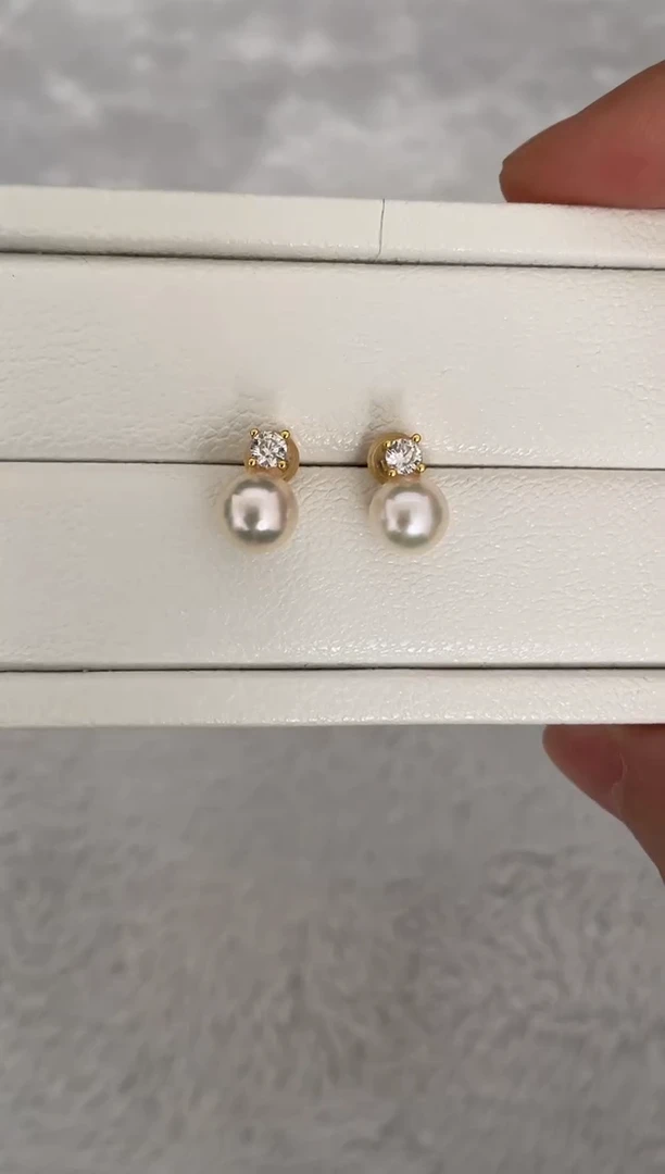 银S925镶嵌耳钉海水珍珠AK羽皇金戴妃8-8.5mm