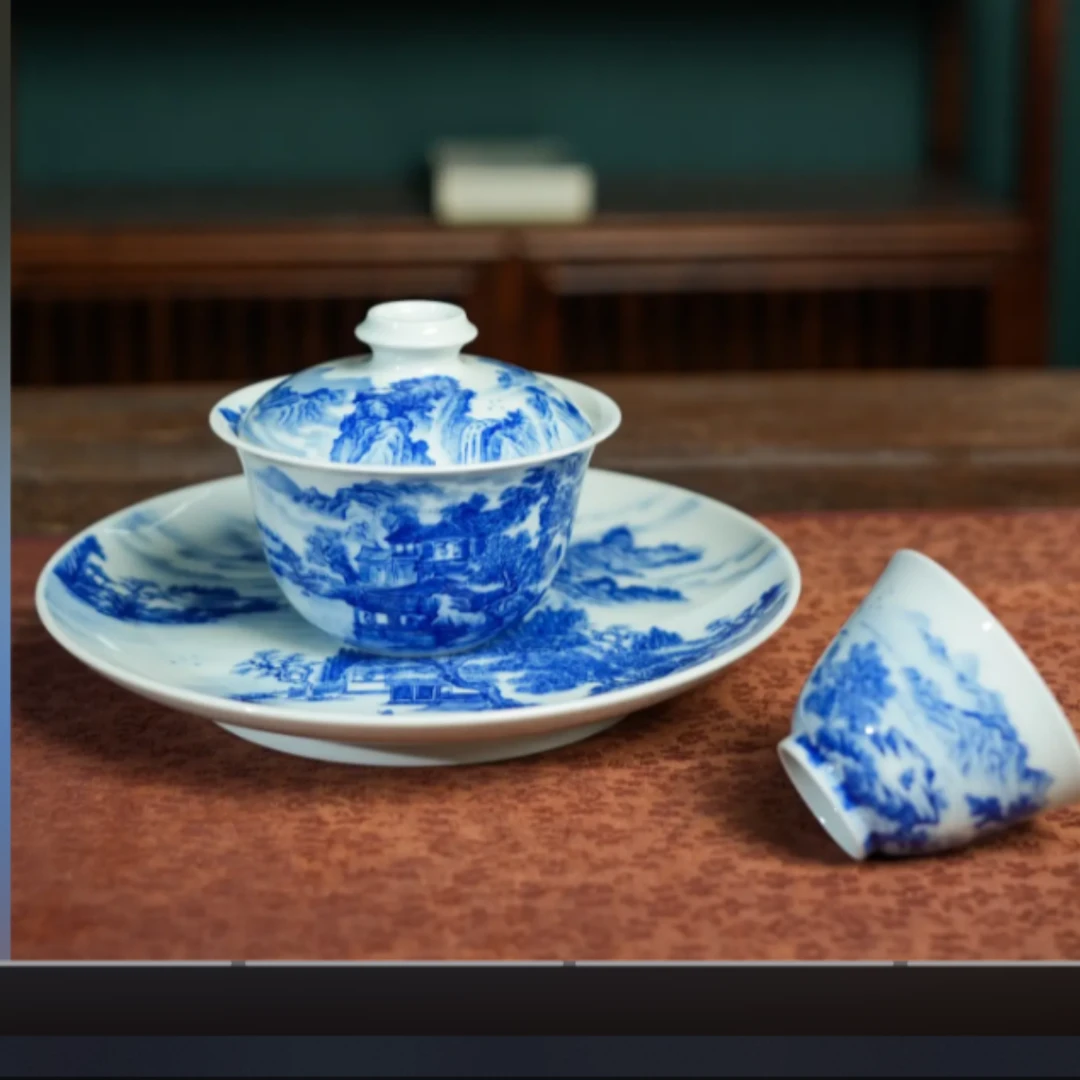 【晓剑窑】青花山水套组